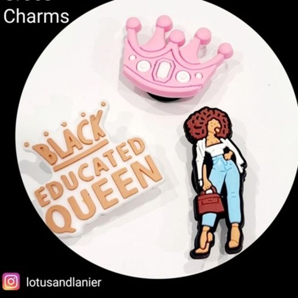 Shoe Charms Black Educated Queen Charms Set of 3